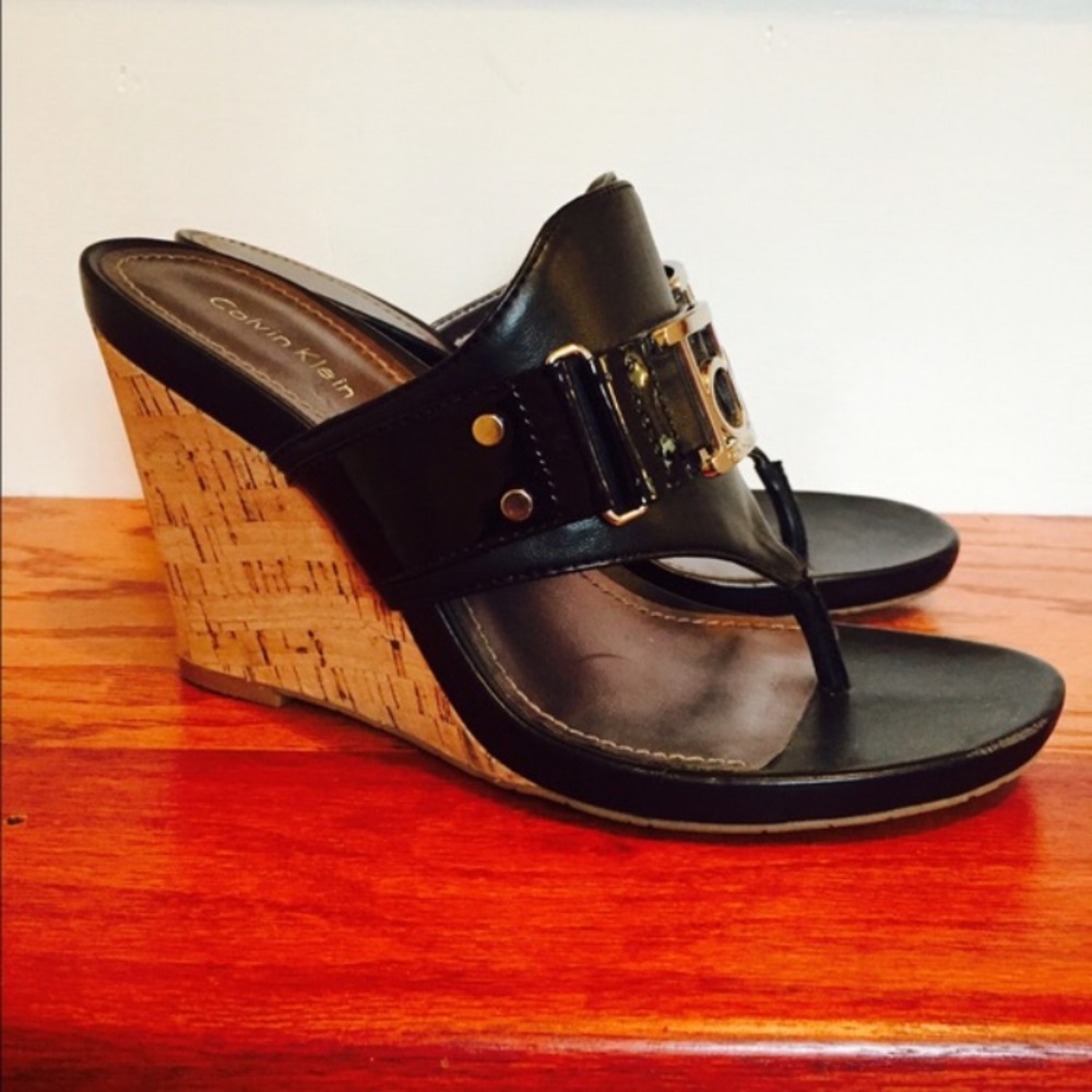 Calvin Klein Cork Wedge Sandals